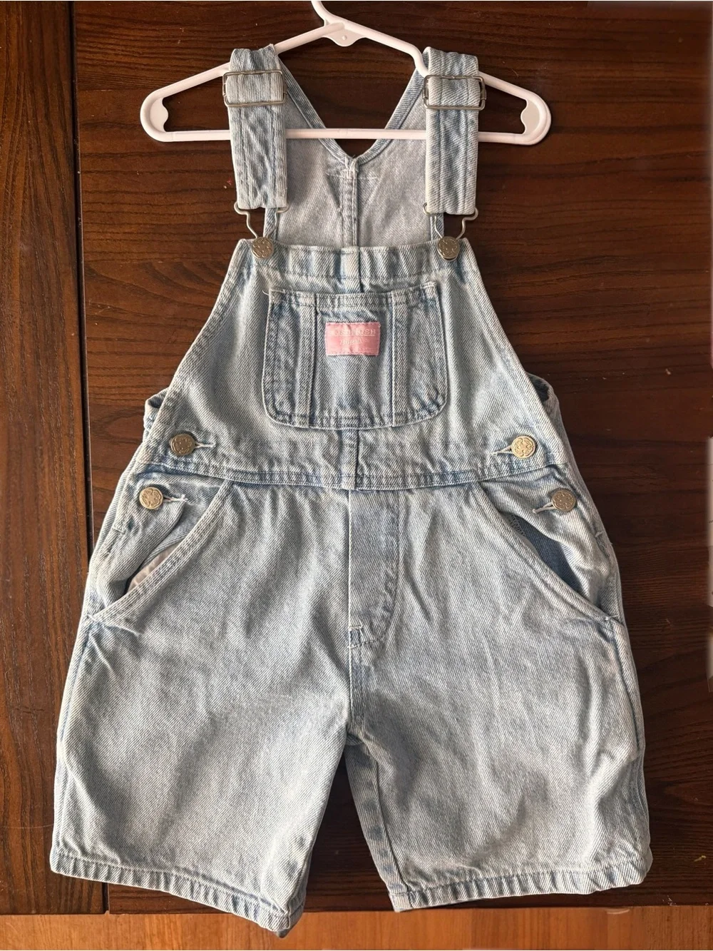 Vintage 90s OshKosh B’gosh Westbank Denim Shortalls Overalls Size 5 Light Wash
